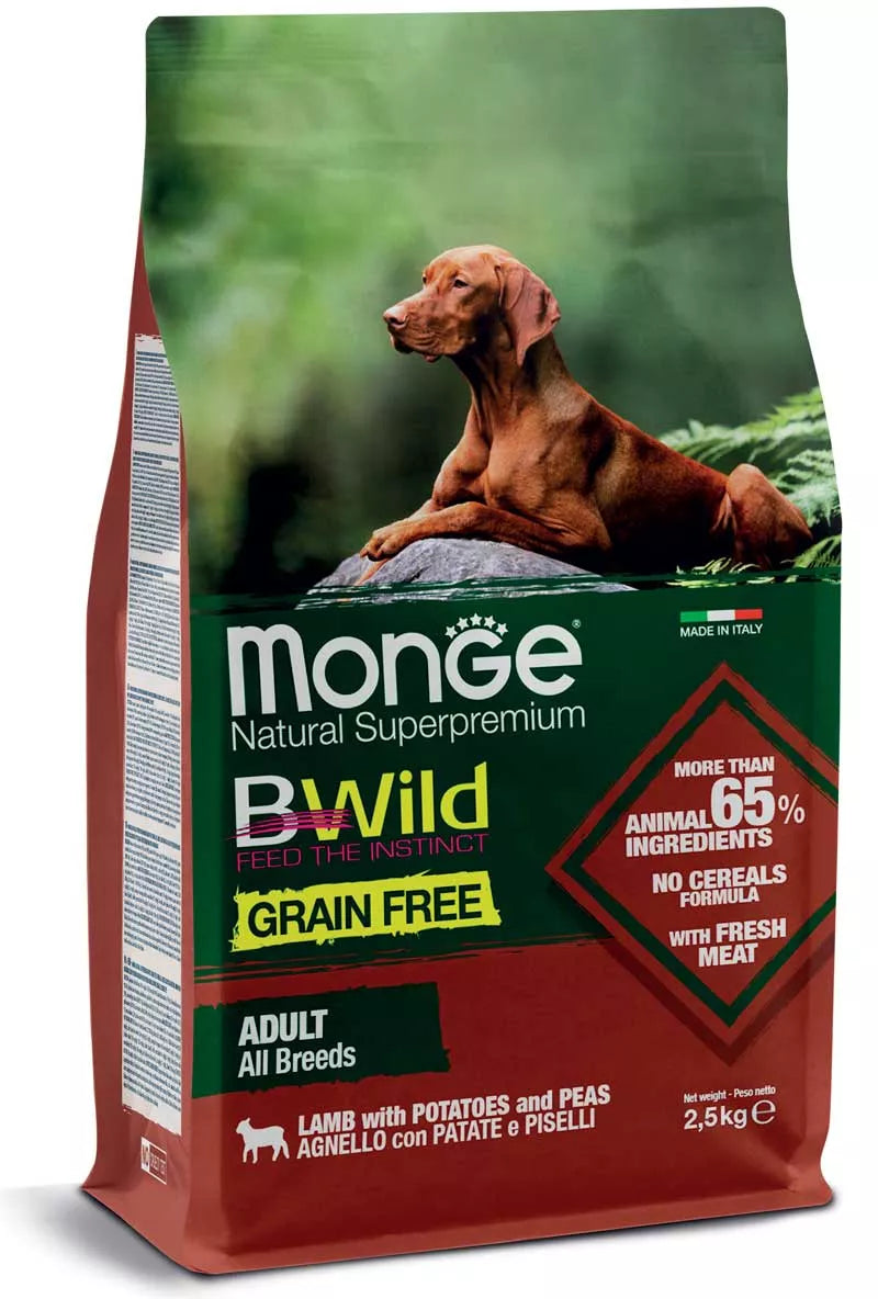 Monge Dry Dog BWILD Grain Free - All Breeds Adult Lamb Potatoes Peas 12kg