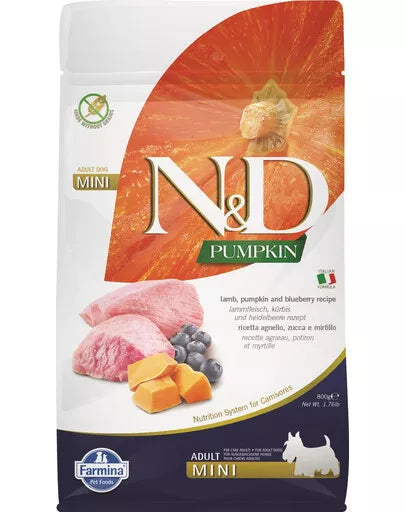 FARMINA N&D PUMPKIN - DOG Dry Lamb&Blueberry ADULT MINI 800 gr