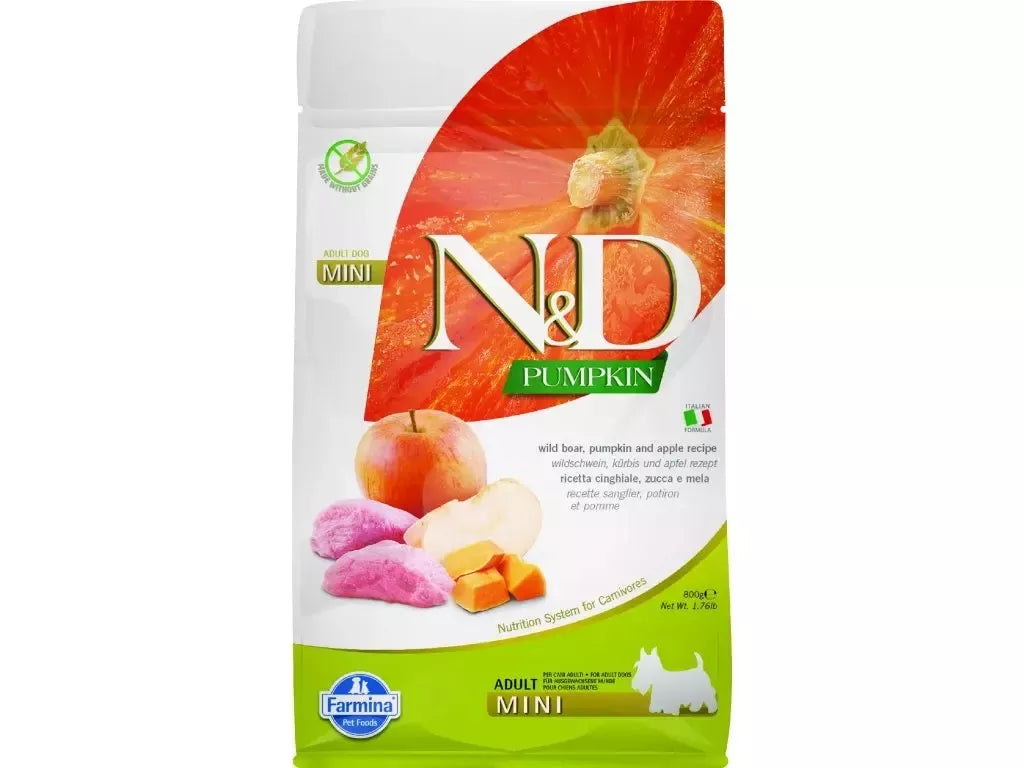 FARMINA N&D PUMPKIN - DOG Dry Wild Boar&Apple ADULT MINI 800 gr
