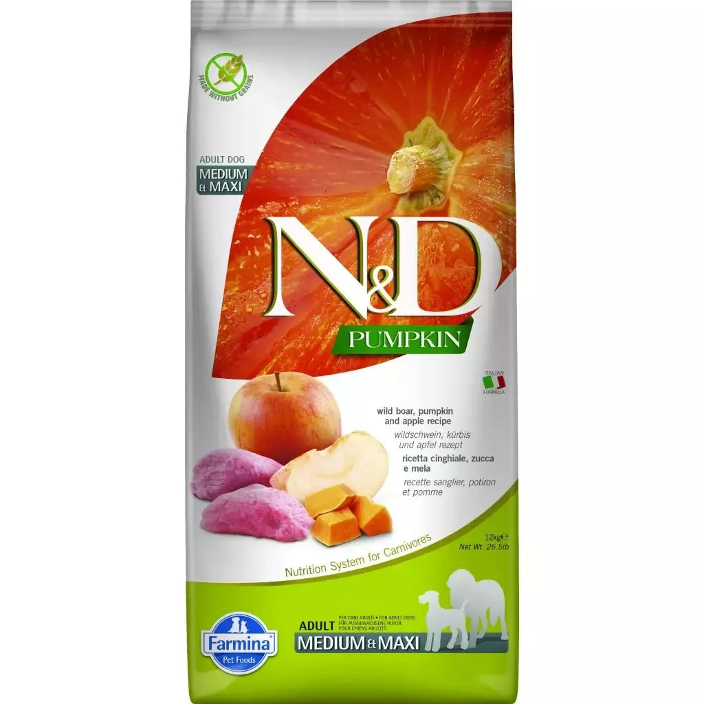 FARMINA N&D PUMPKIN - DOG Dry Wild Boar&Apple ADULT MED&MAX 12 kg