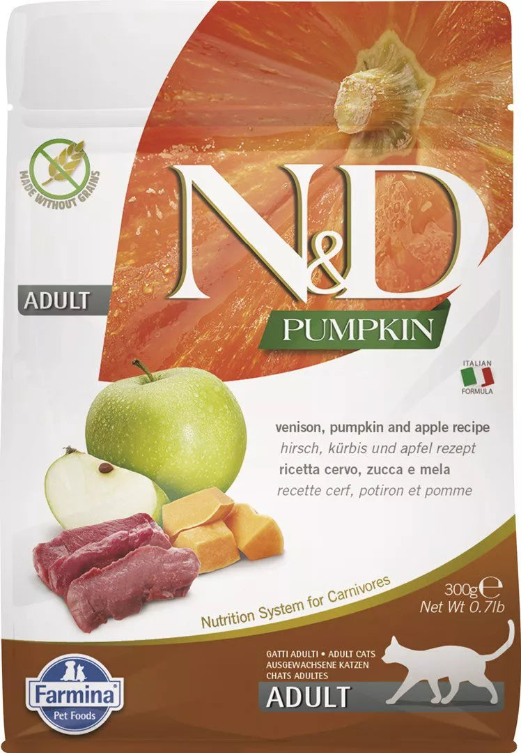 FARMINA N&D PUMPKIN - CAT Dry Venison&Apple ADULT 300 gr