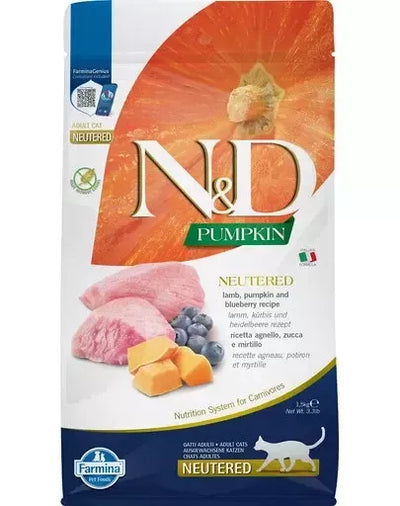 FARMINA N&D PUMPKIN - CAT Dry Lamb&Blueberry NEUTERED ADULT 300 g