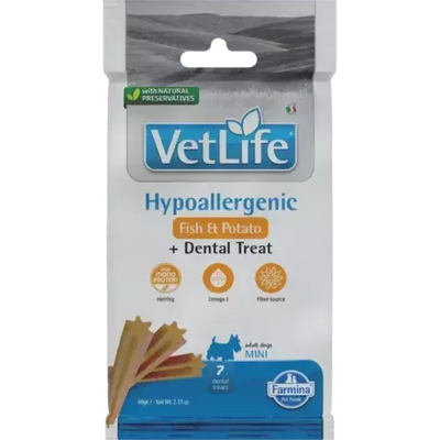 FARMINA  VET LIFE - DOG TREAT - HYPOALLERGENIC Fish&Potato ADULT MINI 60 g