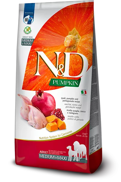 FARMINA N&D PUMPKIN - DOG Dry Quail&Pomegr ADULT MEDIUM MAXI 12 kg