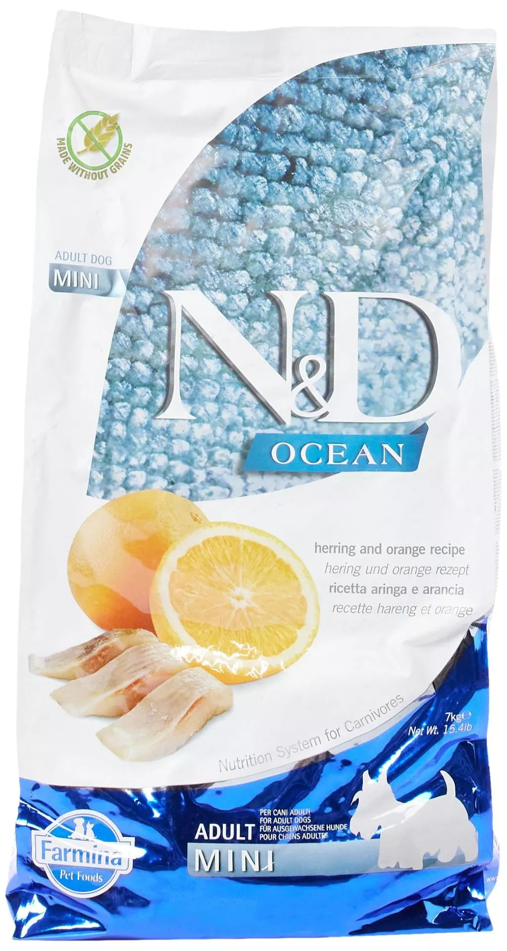 FARMINA N&D OCEAN - DOG Dry Herring&Orange ADULT MINI 7 kg