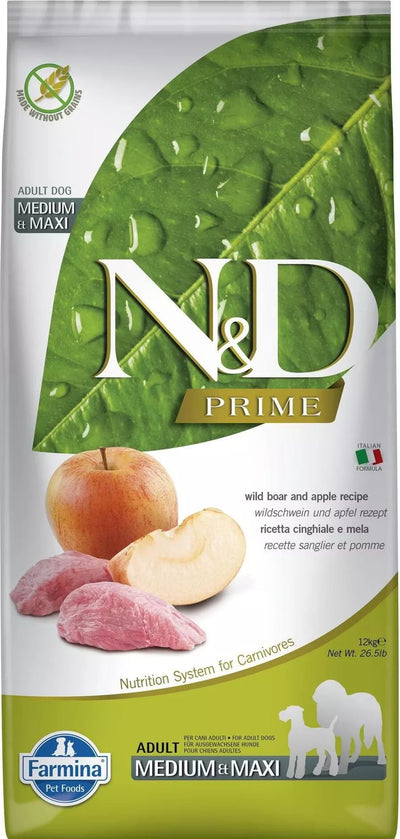 FARMINA N&D PRIME - DOG Dry Wild Boar&Apple ADULT MED&MAX 12 kg