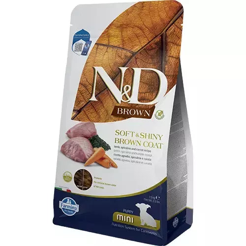 FARMINA N&D BROWN - DOG Dry Lamb Spirulina&Carrot PUPPY MINI 1,5 kg