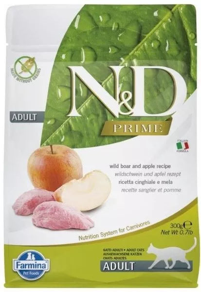 FARMINA N&D PRIME - CAT Dry Wild Boar&Apple ADULT 300 g