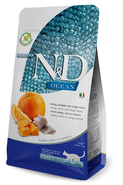 FARMINA N&D OCEAN - CAT Dry Herring Pumpkin&Orange ADULT 1,5 kg