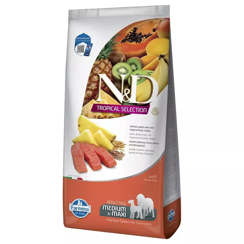 FARMINA N&D TROPICAL SELECTION - DOG Dry Salmon ADULT MED&MAX 10 kg