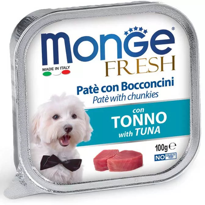 Monge Fresh paštetas šunims su tuno gabalėliais 100g
