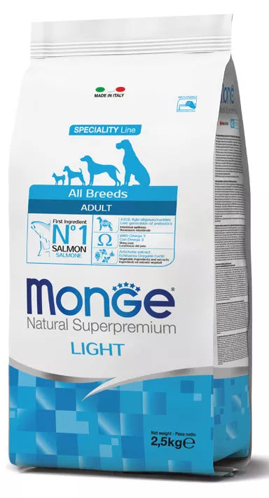 Monge Light adult sausas pašaras (lašiša ir ryžiai) 2,5kg