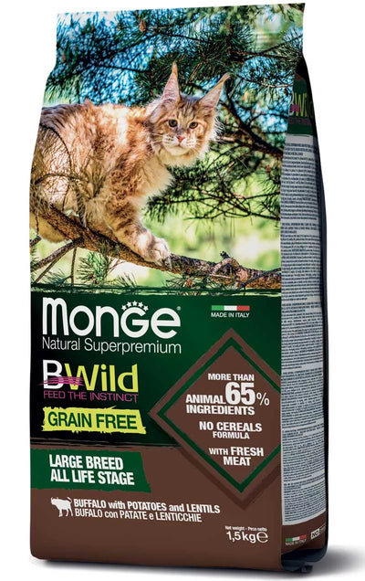 Monge GF Large Breeds sausas pašaras katėms su buivoliena, bulvėmis ir lęšiais 1.5kg