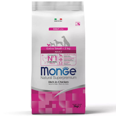 Monge visavertis sausas pašaras suaugusiems labai mažų veislių šunims su vištiena 3 kg