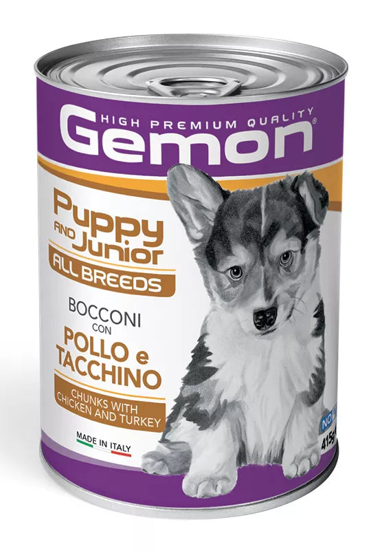 Gemon all breeds puppy konservuotas pašaras su vištienos ir kalakutienos gabaliukais 415g