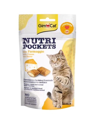 GimCat Nutri Pockets with Cheese & Taurine skanėstai katėms su Sūriu ir Taurinu 60g