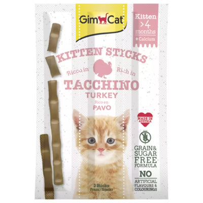 GimCat Kitten Sticks with Turkey & Calcium (3 vnt)