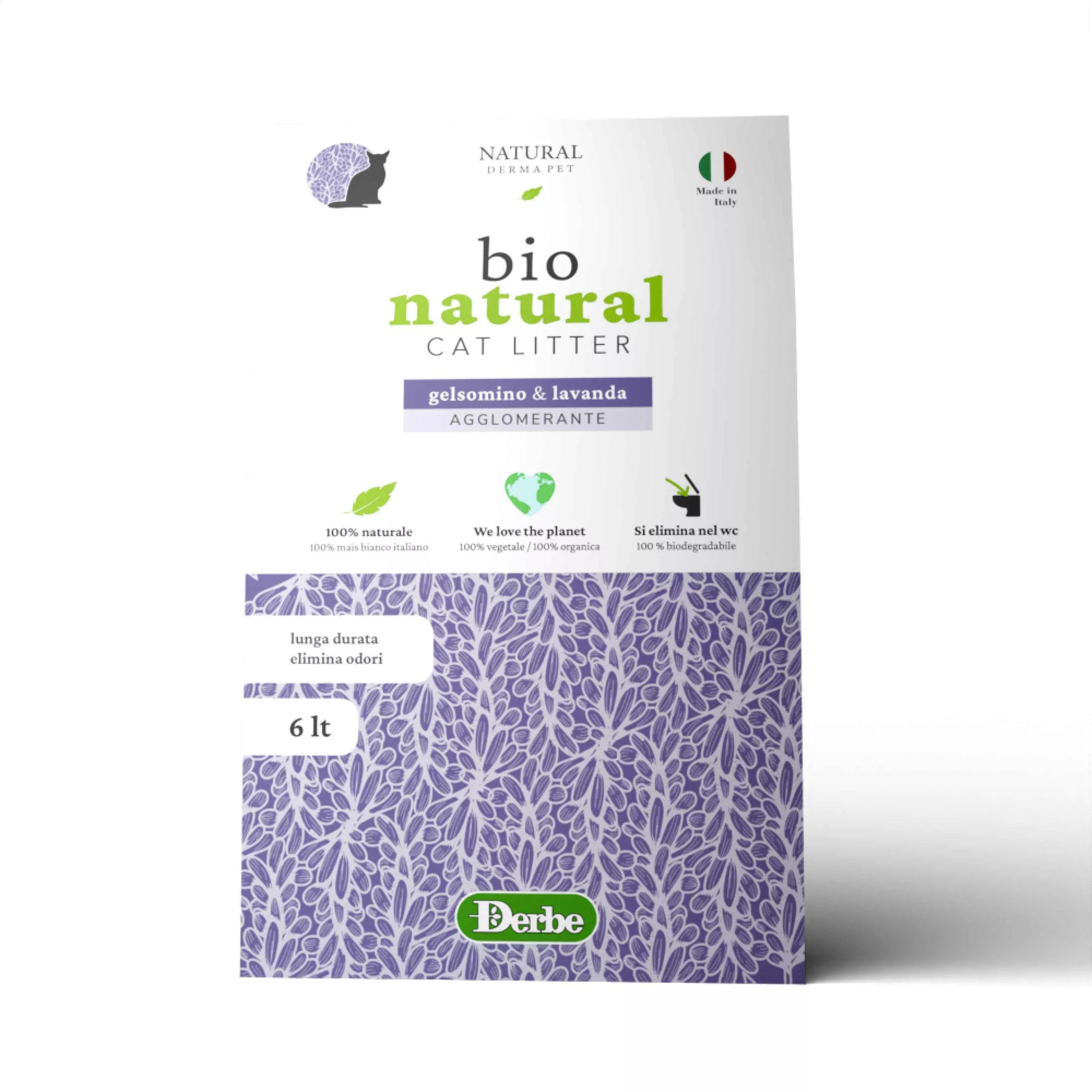 Natural Derma Pet Jasminų ir Levandų Agreguojančios Kukurūzų Kraikas Katėms – 6L, Mažai Dulkių, Kvapo Kontrolės Formulė