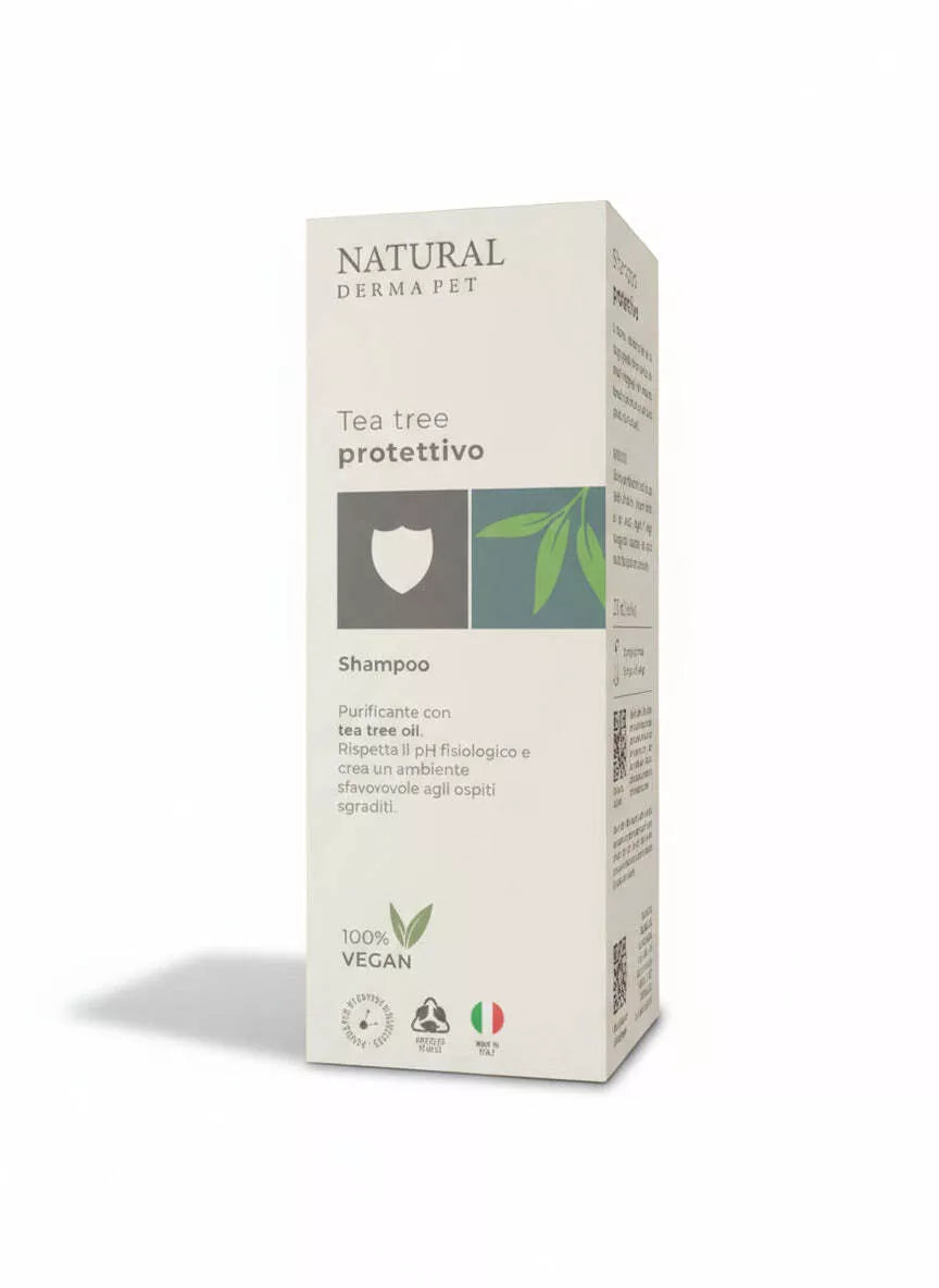 Natural Derma Pet Šunų šampūnas – Giliai valanti formulė su arbatmedžio aliejumi, 200 ml