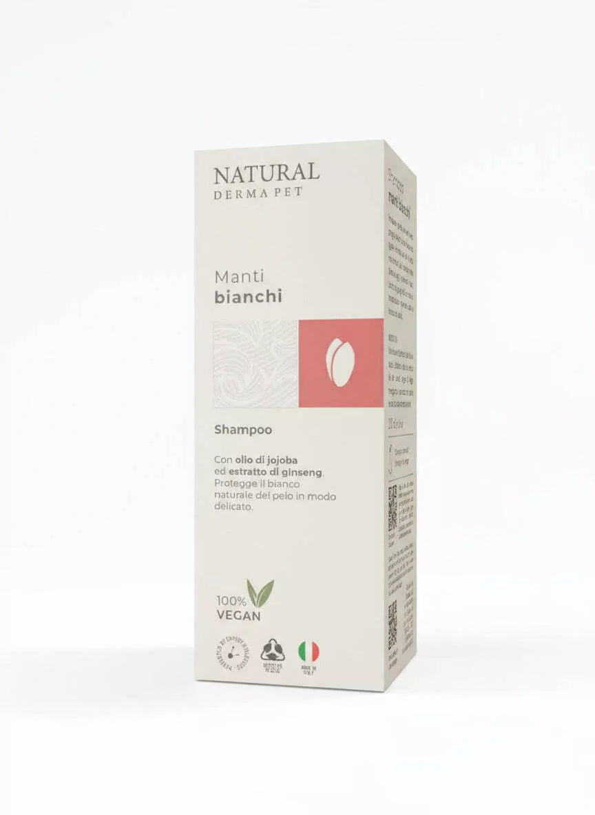 Natural Derma Pet White Coats Šampūnas – Baltų kailių formulė su UV apsauga, suteikia blizgesio