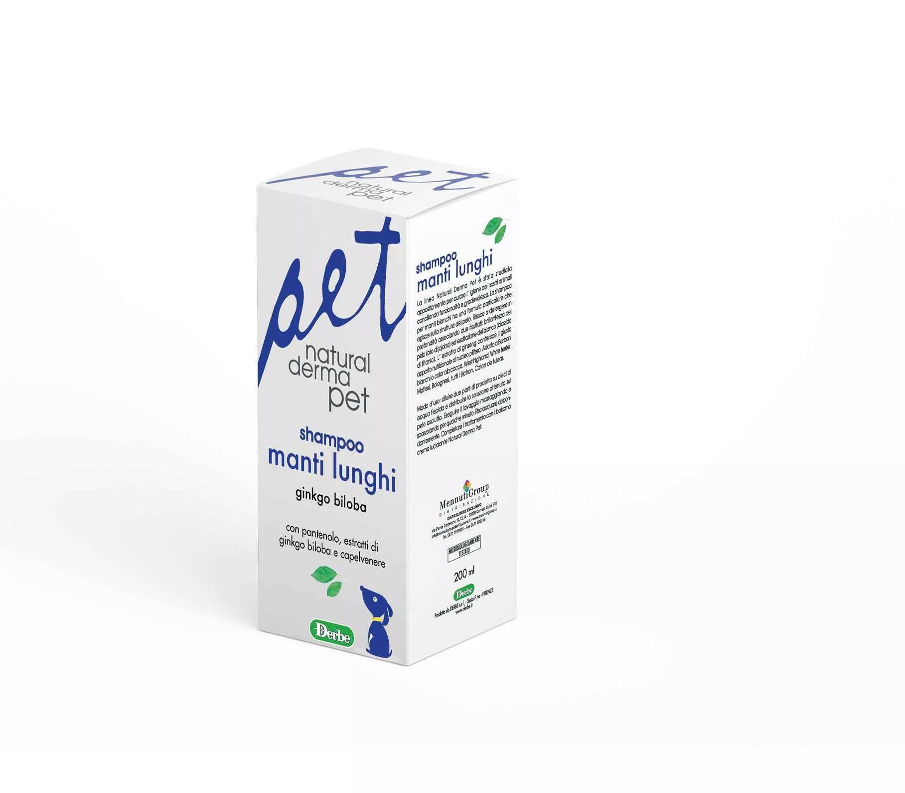 Natural Derma Pet Šunų šampūnas ilgų plaukų veislei – Ratą atpainiojanti formulė su pantenoliu ir ginkmedžio ekstraktu