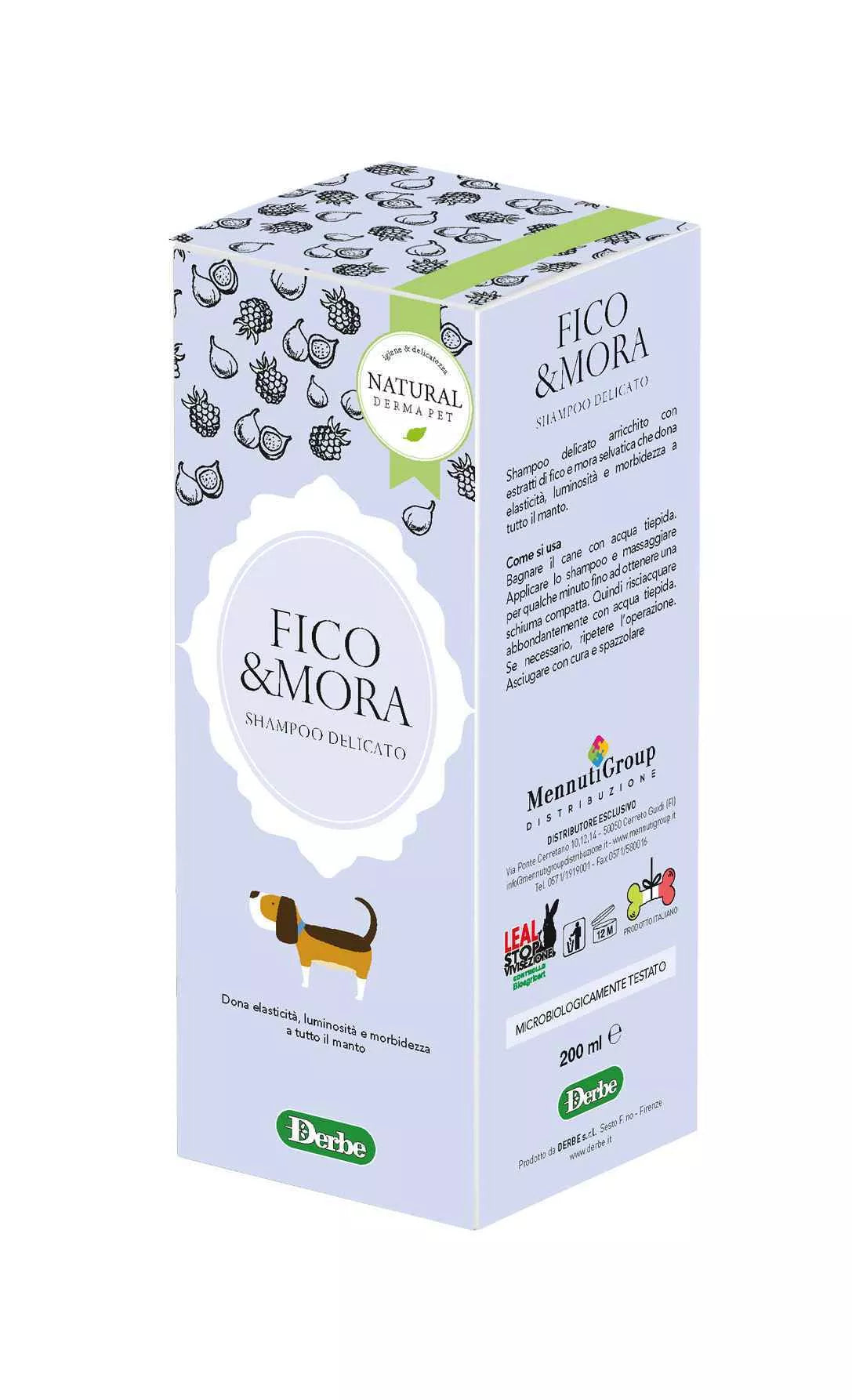 Natural Derma Pet Vaisių šampūnas – figos ir laukinė gervuogė, švelni valomoji formulė, 200 ml