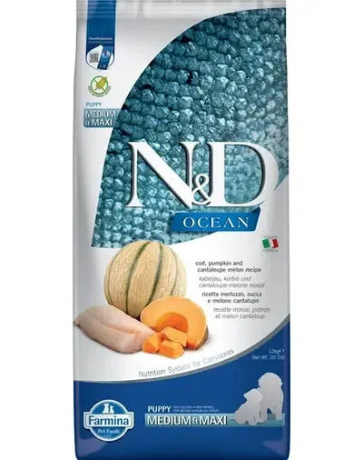 FARMINA N&D OCEAN - DOG Dry Cod Pumpkin&Cantaloupe PUPPY MED&MAX 12 kg
