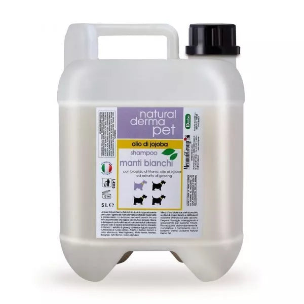 Natural Derma Pet White Coats Šampūnas – Baltų kailių formulė su UV apsauga, suteikia blizgesio