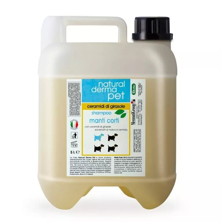 Natural Derma Pet trumpų plaukų šampūnas šunims – saulėgrąžų keramida ir alavijas, maitinamoji formulė