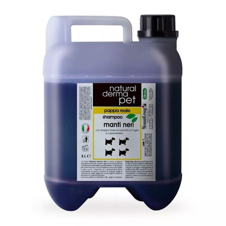 Natural Derma Pet Šampūnas šunims, suteikiantis blizgesio – formulė juodam kailiui su bičių pieneliu ir paprastuoju papartėliu