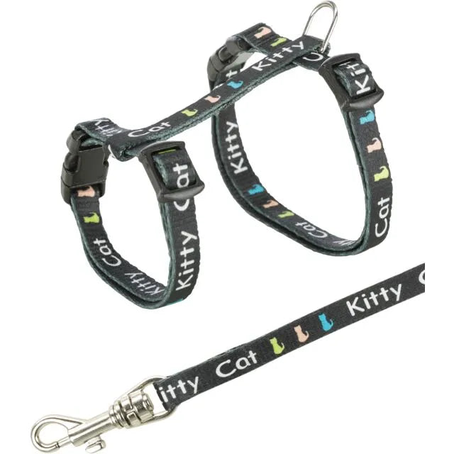 Trixie Junior Kačiukų petnešos su pavadėliu, Kitty Cat motif, 21-33 cm-8 mm, 1.20 m