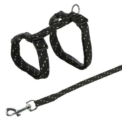 Trixie Kačiukų petnešos su pavadėliu, atspind., 27-45cm/10mm, 1.3m