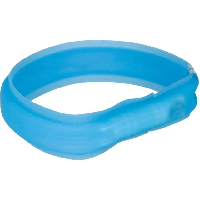 Trixie LED antkaklis USB, platus, silikonas, M-L: 50 cm/30 mm, mėlynas
