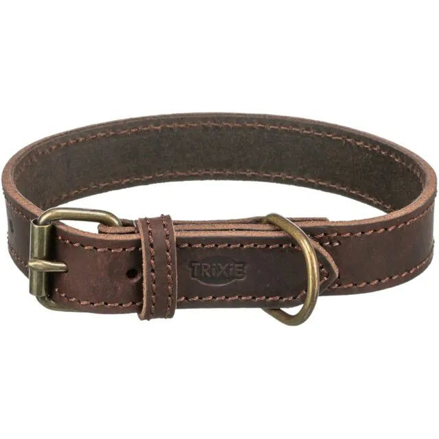 Trixie Rustic rieb. odos antkaklis, M-L 42-48cm/25mm, tams. rudas