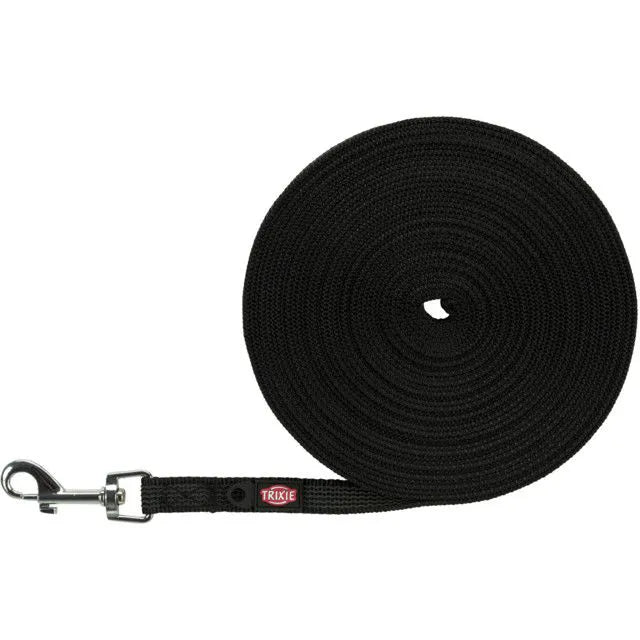 Trixie Tracking pavadys, gumuotas S-M 5 m/15mm, juodas