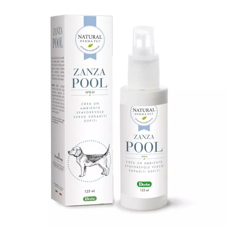 „Natural Derma Pet“ Zanza Pool Purškiklis – Purškiklis nuo vabzdžių, apsauga nuo uodų ir odos raminimas, 125 ml